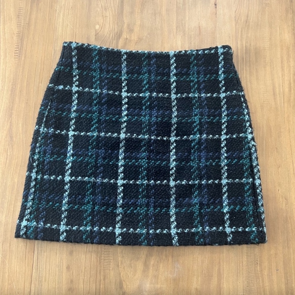 LOFT Plaid Wool-Blend Skirt